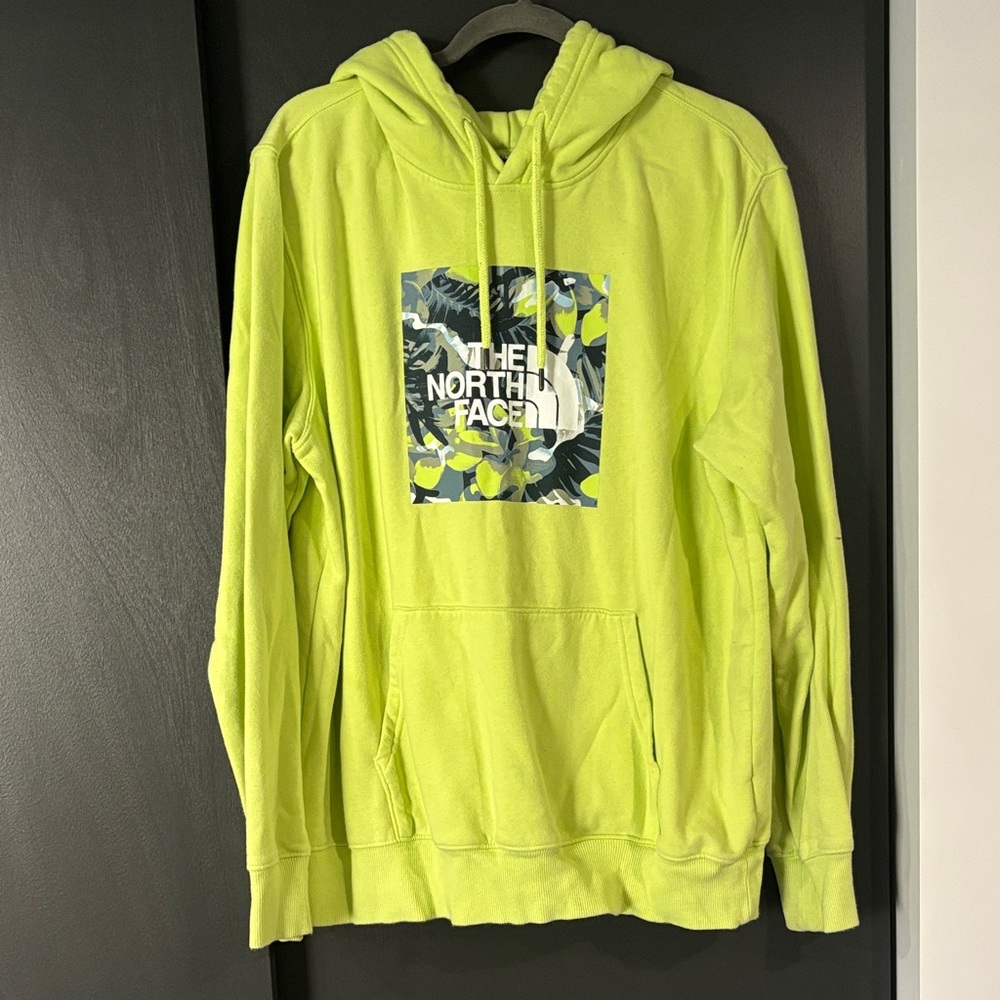 The North Face Men’s Neon Lime Green Graphic Print Hoodie Large L